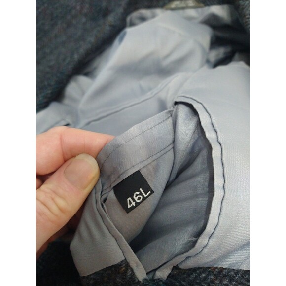 VTG Haggar Blazer 46L Wool Herringbone Tweed Elbow Patch Sport Coat Made in USA - Picture 8 of 16